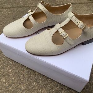 Caron Callahan Ivory Embossed Alfie Flats